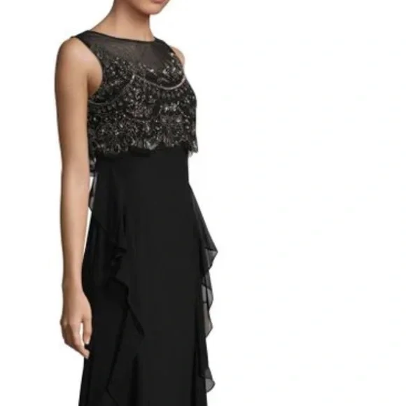 Clothing Evening Gowns Basix Black Label Retailers BASIX BLACK LABEL  Elegant Black Evening Gown With Beaded